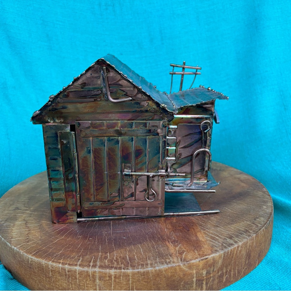 Rustic Metal Cabin Music Box
